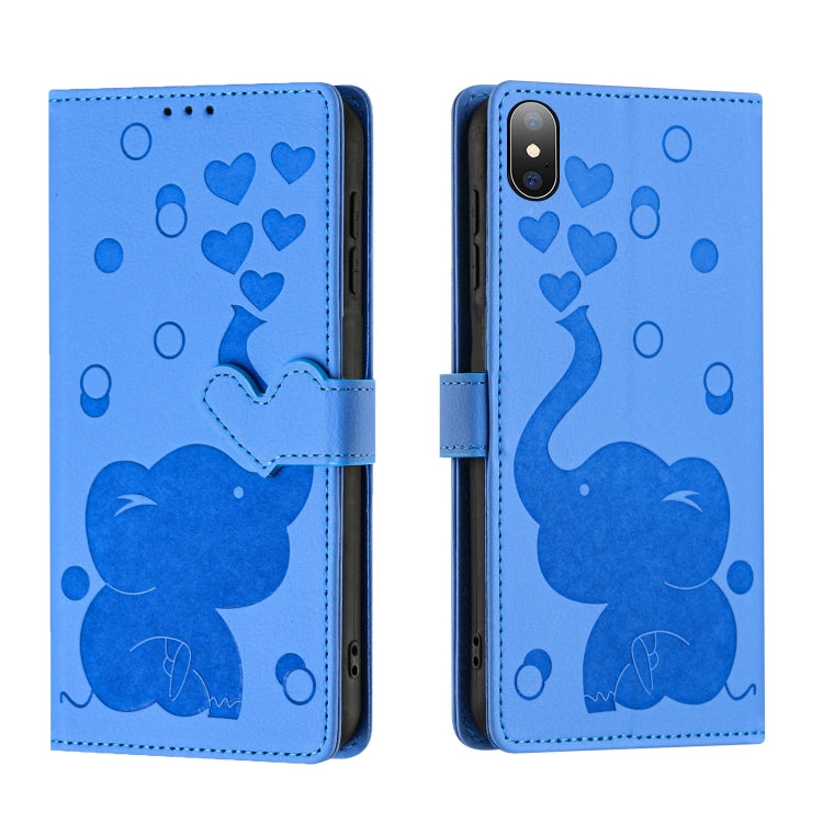Cartoon Elephant Embossed Leather Phone Case, For iPhone XR, For iPhone XS Max, For iPhone 8 Plus / 7 Plus