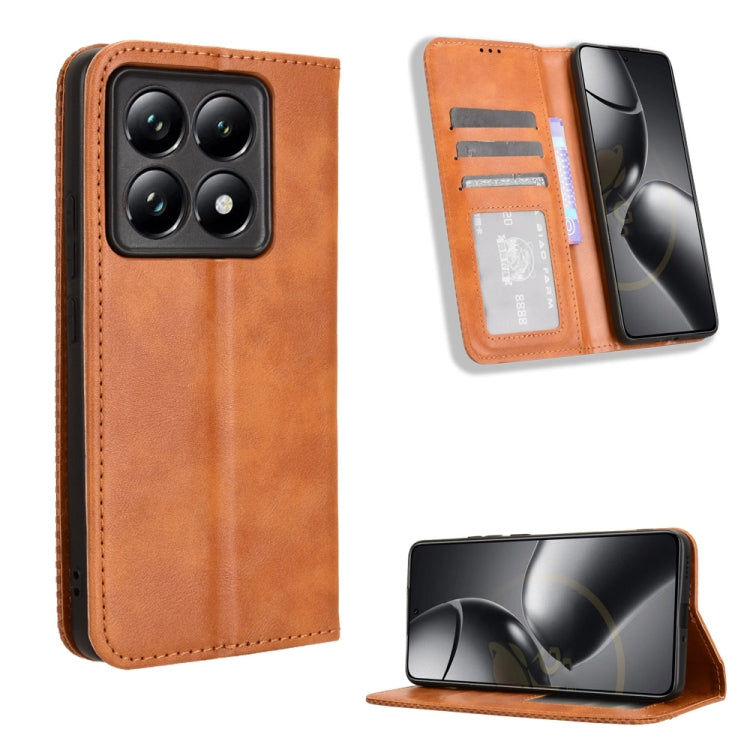 Magnetic Buckle Retro Texture Leather Phone Case, For Xiaomi 15 Pro, For Xiaomi 15, For Xiaomi 14T Pro, For Xiaomi 14T