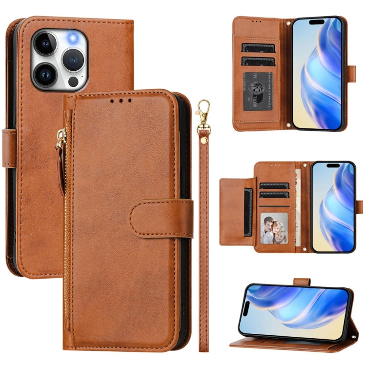 Multi-Card Slots Zipper Wallet Leather Phone Case, For iPhone 14 Pro Max, For iPhone SE 2022 / 2020 / 8 / 7, For iPhone 13 Pro Max, For iPhone 13 Pro, For iPhone 13 mini, For iPhone 12 / 12 Pro, For iPhone 12 Pro Max, For iPhone 12 mini
