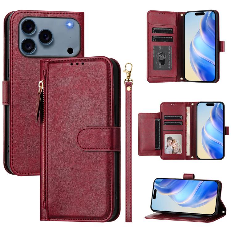 Multi-Card Slots Zipper Wallet Leather Phone Case, For iPhone 17e / 16e, For iPhone 17 Pro Max, For iPhone 17 Pro, For iPhone 17, For iPhone Air, For iPhone 16 Pro Max, For iPhone 16 Pro, For iPhone 16 Plus