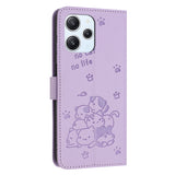 Embossed Kitten Phone Leather Case with Lanyard, For Xiaomi Poco M6 Pro 5G, For Xiaomi Poco F5, For Xiaomi Poco C55, For Xiaomi Poco X5 Pro 5G, For Xiaomi Poco X5 5G, For Xiaomi Poco M5s 4G Global, For Xiaomi Poco M3 Pro 5G