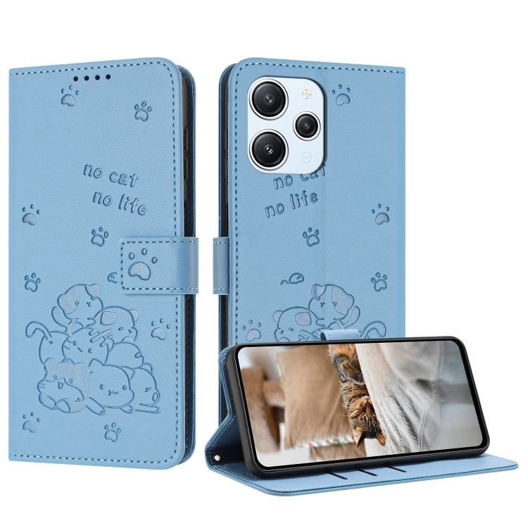 Embossed Kitten Phone Leather Case with Lanyard, For Xiaomi Poco M6 Pro 5G, For Xiaomi Poco F5, For Xiaomi Poco C55, For Xiaomi Poco X5 Pro 5G, For Xiaomi Poco X5 5G, For Xiaomi Poco M5s 4G Global, For Xiaomi Poco M3 Pro 5G