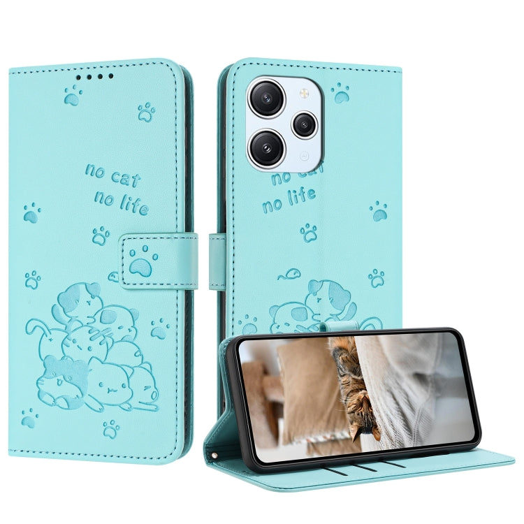 Embossed Kitten Phone Leather Case with Lanyard, For Xiaomi Poco M6 Pro 5G, For Xiaomi Poco F5, For Xiaomi Poco C55, For Xiaomi Poco X5 Pro 5G, For Xiaomi Poco X5 5G, For Xiaomi Poco M5s 4G Global, For Xiaomi Poco M3 Pro 5G