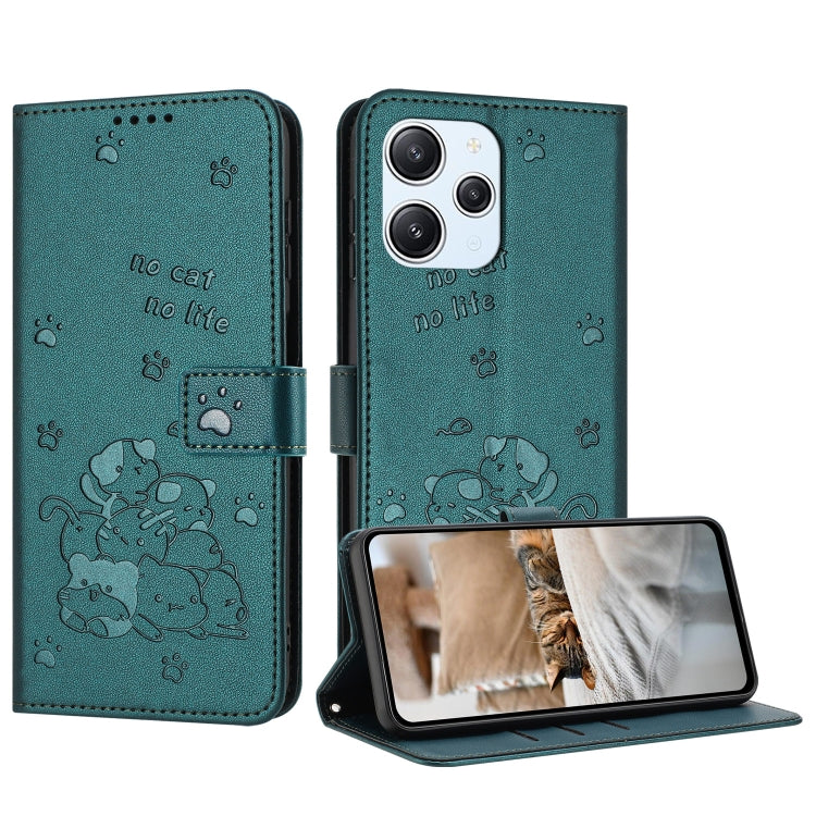 Embossed Kitten Phone Leather Case with Lanyard, For Xiaomi Poco M6 Pro 5G, For Xiaomi Poco F5, For Xiaomi Poco C55, For Xiaomi Poco X5 Pro 5G, For Xiaomi Poco X5 5G, For Xiaomi Poco M5s 4G Global, For Xiaomi Poco M3 Pro 5G