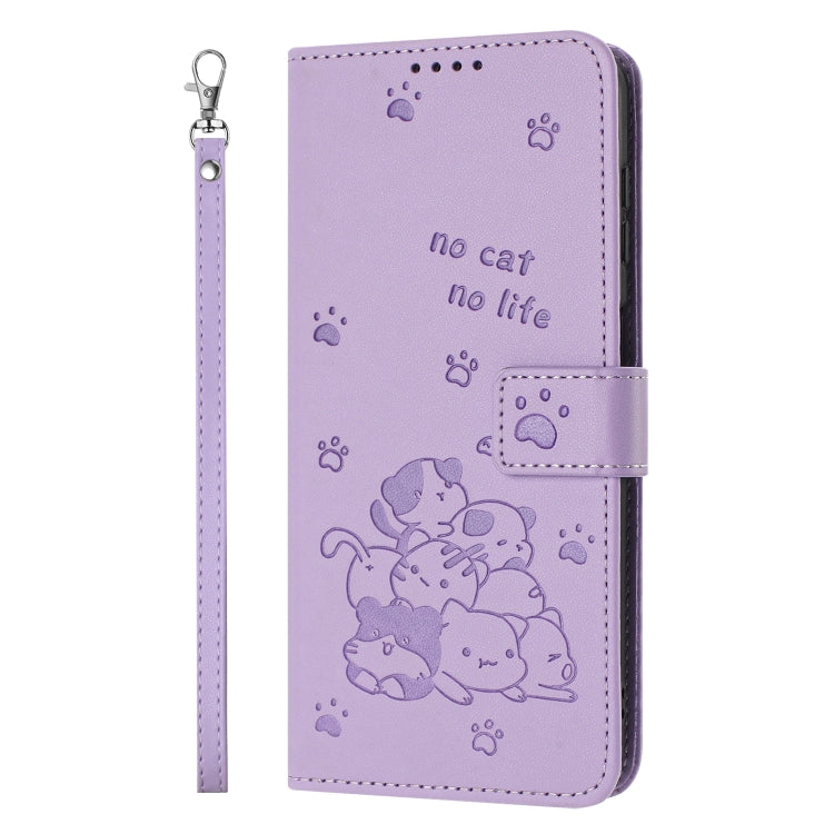 Embossed Kitten Phone Leather Case with Lanyard, For Xiaomi Poco M6 4G, For Xiaomi Poco F6, For Xiaomi Poco F6 Pro 5G, For Xiaomi Poco M6 Pro 4G, For Xiaomi Poco C65 / Poco M6 5G, For Xiaomi Poco X6 Pro, For Xiaomi Poco X6 5G, For Xiaomi 13T / 13T Pro