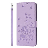 Embossed Kitten Phone Leather Case with Lanyard, For Xiaomi Poco M6 4G, For Xiaomi Poco F6, For Xiaomi Poco F6 Pro 5G, For Xiaomi Poco M6 Pro 4G, For Xiaomi Poco C65 / Poco M6 5G, For Xiaomi Poco X6 Pro, For Xiaomi Poco X6 5G, For Xiaomi 13T / 13T Pro