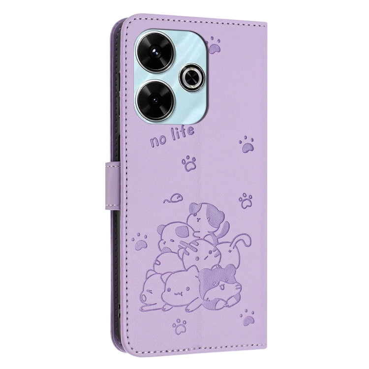 Embossed Kitten Phone Leather Case with Lanyard, For Xiaomi Poco M6 4G, For Xiaomi Poco F6, For Xiaomi Poco F6 Pro 5G, For Xiaomi Poco M6 Pro 4G, For Xiaomi Poco C65 / Poco M6 5G, For Xiaomi Poco X6 Pro, For Xiaomi Poco X6 5G, For Xiaomi 13T / 13T Pro