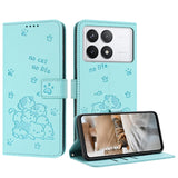 Embossed Kitten Phone Leather Case with Lanyard, For Xiaomi 15 Ultra, For Xiaomi 15 Pro, For Xiaomi 15, For Xiaomi 14T Pro 5G Global, For Xiaomi 14T Global, For Xiaomi Poco M6 4G, For Xiaomi Poco F6, For Xiaomi Poco F6 Pro 5G