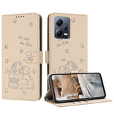 Embossed Kitten Phone Leather Case with Lanyard, For Xiaomi Poco X5 Pro 5G, For Xiaomi Poco X5 5G, For Xiaomi Poco M5s 4G Global, For Xiaomi Poco M3 Pro 5G