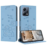 Embossed Kitten Phone Leather Case with Lanyard, For Xiaomi Poco X5 Pro 5G, For Xiaomi Poco X5 5G, For Xiaomi Poco M5s 4G Global, For Xiaomi Poco M3 Pro 5G