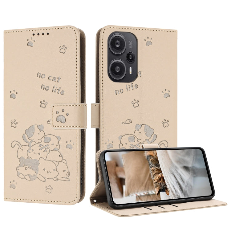 Embossed Kitten Phone Leather Case with Lanyard, For Xiaomi Poco M6 Pro 4G, For Xiaomi Poco C65 / Poco M6 5G, For Xiaomi Poco X6 Pro, For Xiaomi Poco X6 5G, For Xiaomi 13T / 13T Pro, For Xiaomi Poco M6 Pro 5G, For Xiaomi Poco F5, For Xiaomi Poco C55
