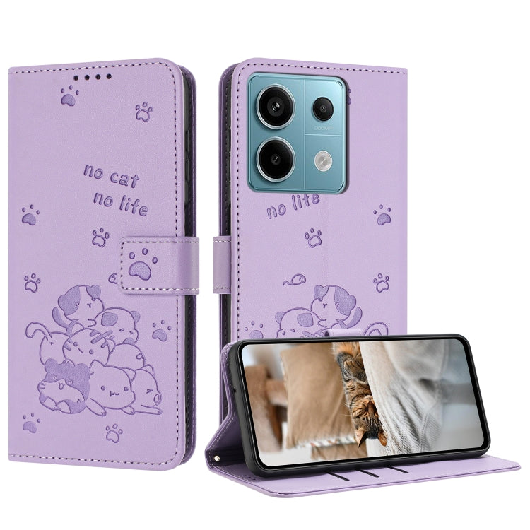 Embossed Kitten Phone Leather Case with Lanyard, For Xiaomi Poco M6 Pro 4G, For Xiaomi Poco C65 / Poco M6 5G, For Xiaomi Poco X6 Pro, For Xiaomi Poco X6 5G, For Xiaomi 13T / 13T Pro, For Xiaomi Poco M6 Pro 5G, For Xiaomi Poco F5, For Xiaomi Poco C55