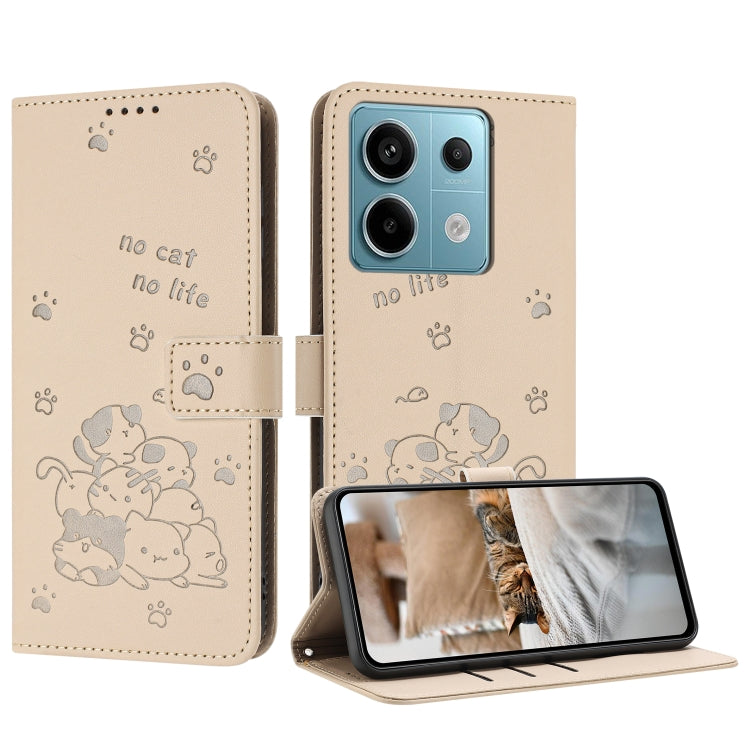 Embossed Kitten Phone Leather Case with Lanyard, For Xiaomi Poco M6 Pro 4G, For Xiaomi Poco C65 / Poco M6 5G, For Xiaomi Poco X6 Pro, For Xiaomi Poco X6 5G, For Xiaomi 13T / 13T Pro, For Xiaomi Poco M6 Pro 5G, For Xiaomi Poco F5, For Xiaomi Poco C55