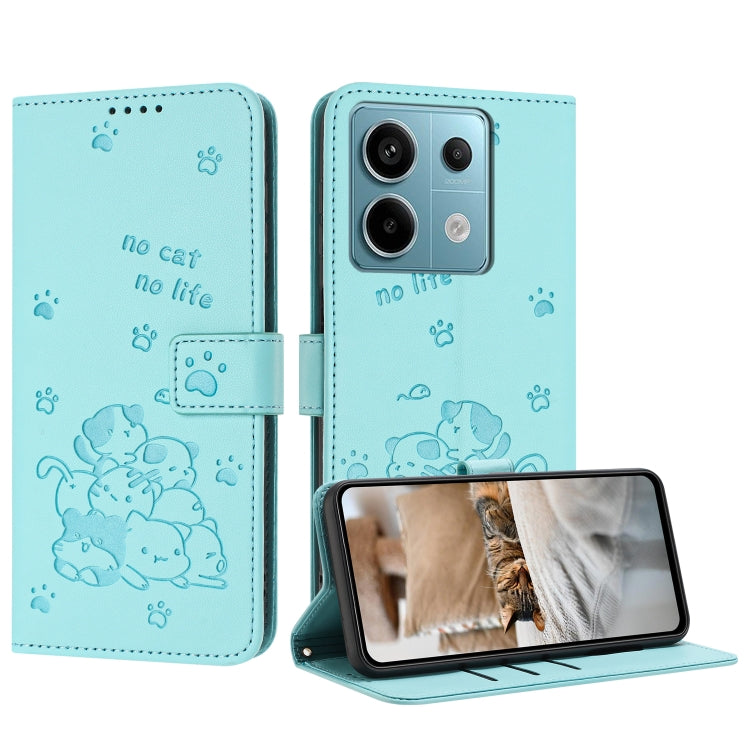 Embossed Kitten Phone Leather Case with Lanyard, For Xiaomi Poco M6 Pro 4G, For Xiaomi Poco C65 / Poco M6 5G, For Xiaomi Poco X6 Pro, For Xiaomi Poco X6 5G, For Xiaomi 13T / 13T Pro, For Xiaomi Poco M6 Pro 5G, For Xiaomi Poco F5, For Xiaomi Poco C55