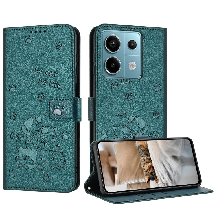 Embossed Kitten Phone Leather Case with Lanyard, For Xiaomi Poco M6 Pro 4G, For Xiaomi Poco C65 / Poco M6 5G, For Xiaomi Poco X6 Pro, For Xiaomi Poco X6 5G, For Xiaomi 13T / 13T Pro, For Xiaomi Poco M6 Pro 5G, For Xiaomi Poco F5, For Xiaomi Poco C55