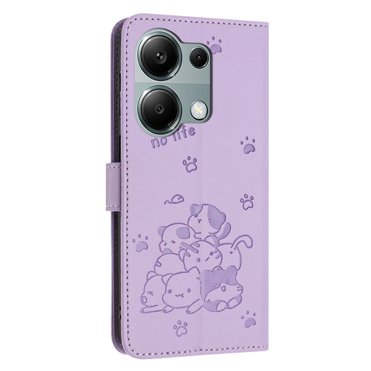 Embossed Kitten Phone Leather Case with Lanyard, For Xiaomi Poco M6 Pro 4G, For Xiaomi Poco C65 / Poco M6 5G, For Xiaomi Poco X6 Pro, For Xiaomi Poco X6 5G, For Xiaomi 13T / 13T Pro, For Xiaomi Poco M6 Pro 5G, For Xiaomi Poco F5, For Xiaomi Poco C55
