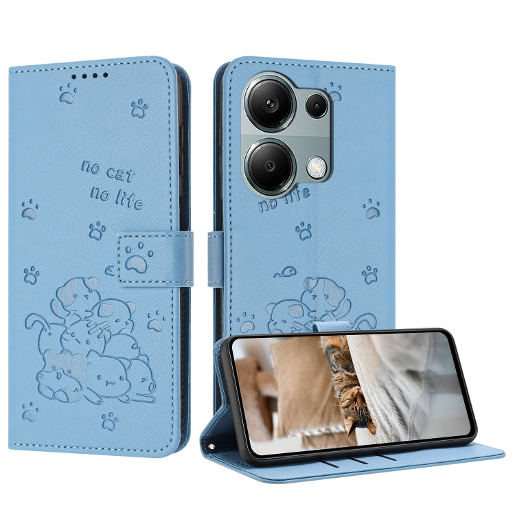 Embossed Kitten Phone Leather Case with Lanyard, For Xiaomi Poco M6 Pro 4G, For Xiaomi Poco C65 / Poco M6 5G, For Xiaomi Poco X6 Pro, For Xiaomi Poco X6 5G, For Xiaomi 13T / 13T Pro, For Xiaomi Poco M6 Pro 5G, For Xiaomi Poco F5, For Xiaomi Poco C55
