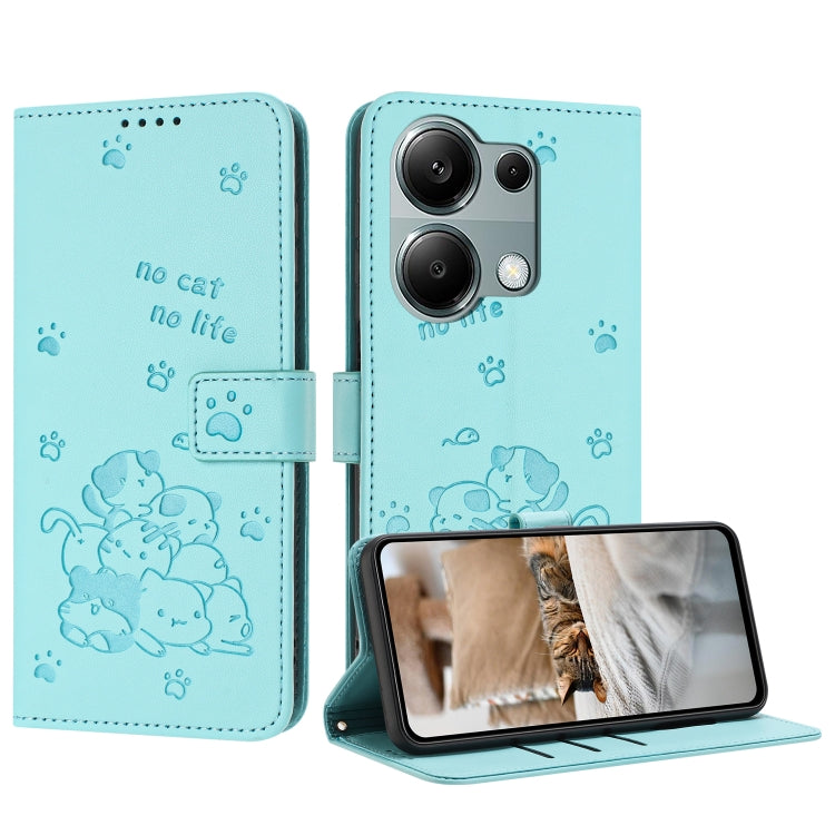 Embossed Kitten Phone Leather Case with Lanyard, For Xiaomi Poco M6 Pro 4G, For Xiaomi Poco C65 / Poco M6 5G, For Xiaomi Poco X6 Pro, For Xiaomi Poco X6 5G, For Xiaomi 13T / 13T Pro, For Xiaomi Poco M6 Pro 5G, For Xiaomi Poco F5, For Xiaomi Poco C55