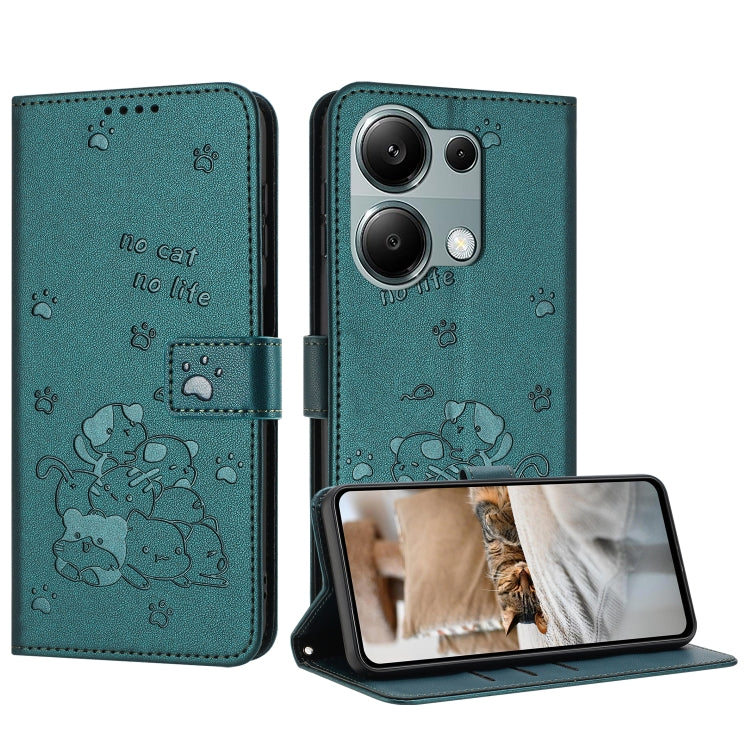 Embossed Kitten Phone Leather Case with Lanyard, For Xiaomi Poco M6 Pro 4G, For Xiaomi Poco C65 / Poco M6 5G, For Xiaomi Poco X6 Pro, For Xiaomi Poco X6 5G, For Xiaomi 13T / 13T Pro, For Xiaomi Poco M6 Pro 5G, For Xiaomi Poco F5, For Xiaomi Poco C55