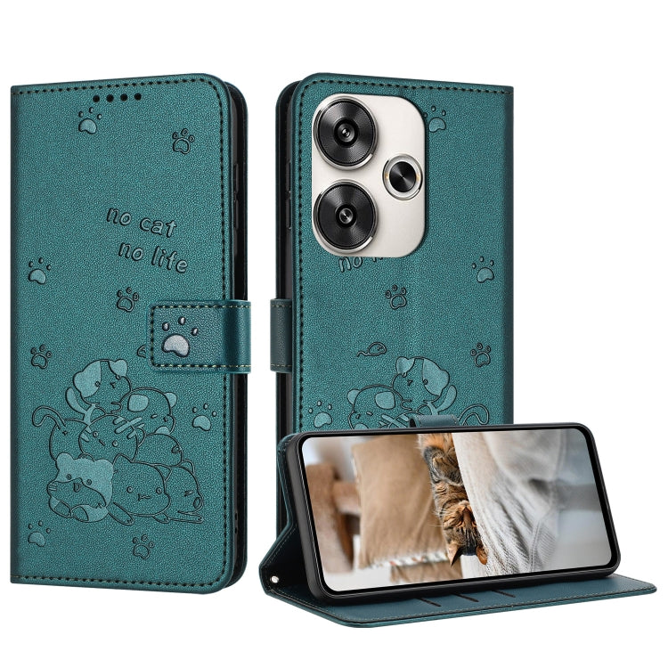 Embossed Kitten Phone Leather Case with Lanyard, For Xiaomi 15 Ultra, For Xiaomi 15 Pro, For Xiaomi 15, For Xiaomi 14T Pro 5G Global, For Xiaomi 14T Global, For Xiaomi Poco M6 4G, For Xiaomi Poco F6, For Xiaomi Poco F6 Pro 5G