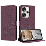 Embossed Kitten Phone Leather Case with Lanyard, For Xiaomi 15 Ultra, For Xiaomi 15 Pro, For Xiaomi 15, For Xiaomi 14T Pro 5G Global, For Xiaomi 14T Global, For Xiaomi Poco M6 4G, For Xiaomi Poco F6, For Xiaomi Poco F6 Pro 5G