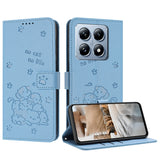Embossed Kitten Phone Leather Case with Lanyard, For Xiaomi 15 Ultra, For Xiaomi 15 Pro, For Xiaomi 15, For Xiaomi 14T Pro 5G Global, For Xiaomi 14T Global, For Xiaomi Poco M6 4G, For Xiaomi Poco F6, For Xiaomi Poco F6 Pro 5G