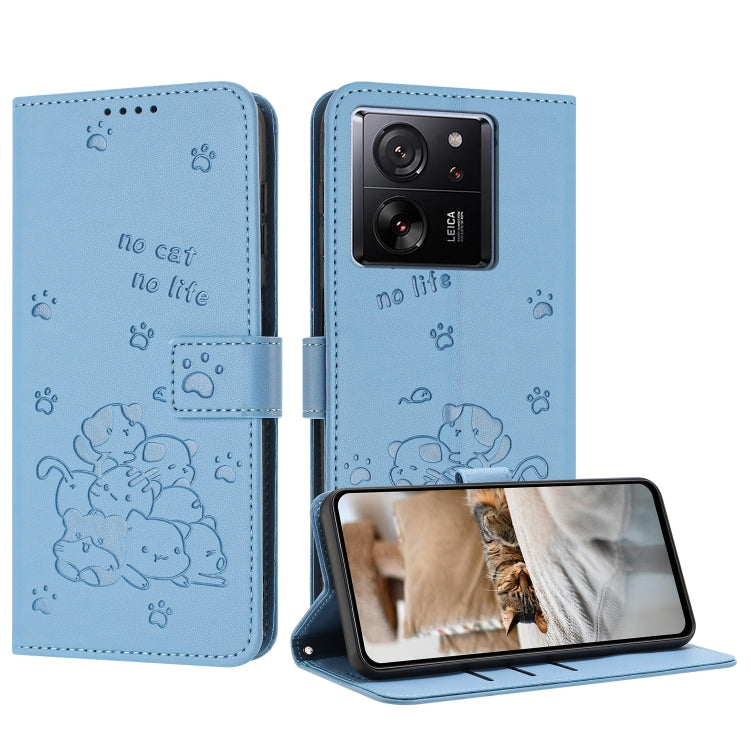 Embossed Kitten Phone Leather Case with Lanyard, For Xiaomi Poco M6 Pro 4G, For Xiaomi Poco C65 / Poco M6 5G, For Xiaomi Poco X6 Pro, For Xiaomi Poco X6 5G, For Xiaomi 13T / 13T Pro, For Xiaomi Poco M6 Pro 5G, For Xiaomi Poco F5, For Xiaomi Poco C55