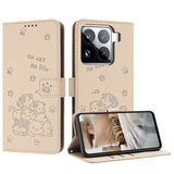 Embossed Kitten Phone Leather Case with Lanyard, For Xiaomi 15 Ultra, For Xiaomi 15 Pro, For Xiaomi 15, For Xiaomi 14T Pro 5G Global, For Xiaomi 14T Global, For Xiaomi Poco M6 4G, For Xiaomi Poco F6, For Xiaomi Poco F6 Pro 5G