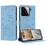Embossed Kitten Phone Leather Case with Lanyard, For Xiaomi 15 Ultra, For Xiaomi 15 Pro, For Xiaomi 15, For Xiaomi 14T Pro 5G Global, For Xiaomi 14T Global, For Xiaomi Poco M6 4G, For Xiaomi Poco F6, For Xiaomi Poco F6 Pro 5G