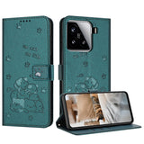 Embossed Kitten Phone Leather Case with Lanyard, For Xiaomi 15 Ultra, For Xiaomi 15 Pro, For Xiaomi 15, For Xiaomi 14T Pro 5G Global, For Xiaomi 14T Global, For Xiaomi Poco M6 4G, For Xiaomi Poco F6, For Xiaomi Poco F6 Pro 5G