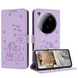 Embossed Kitten Phone Leather Case with Lanyard, For Xiaomi 15 Ultra, For Xiaomi 15 Pro, For Xiaomi 15, For Xiaomi 14T Pro 5G Global, For Xiaomi 14T Global, For Xiaomi Poco M6 4G, For Xiaomi Poco F6, For Xiaomi Poco F6 Pro 5G