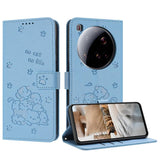Embossed Kitten Phone Leather Case with Lanyard, For Xiaomi 15 Ultra, For Xiaomi 15 Pro, For Xiaomi 15, For Xiaomi 14T Pro 5G Global, For Xiaomi 14T Global, For Xiaomi Poco M6 4G, For Xiaomi Poco F6, For Xiaomi Poco F6 Pro 5G