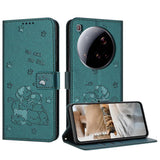 Embossed Kitten Phone Leather Case with Lanyard, For Xiaomi 15 Ultra, For Xiaomi 15 Pro, For Xiaomi 15, For Xiaomi 14T Pro 5G Global, For Xiaomi 14T Global, For Xiaomi Poco M6 4G, For Xiaomi Poco F6, For Xiaomi Poco F6 Pro 5G