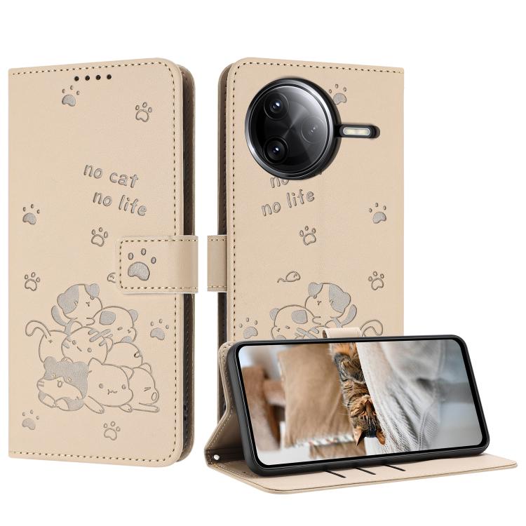 Embossed Kitten Phone Leather Case with Lanyard, For Xiaomi 17 Ultra, For Xiaomi 17 Pro Max, For Xiaomi 17 Pro, For Xiaomi 17, For Xiaomi Poco M7 4G 169mm, For Xiaomi 15T Pro 5G, For Xiaomi 15T 5G, For Xiaomi Poco F7 Pro / F7 Ultra
