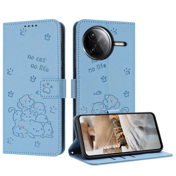 Embossed Kitten Phone Leather Case with Lanyard, For Xiaomi 17 Ultra, For Xiaomi 17 Pro Max, For Xiaomi 17 Pro, For Xiaomi 17, For Xiaomi Poco M7 4G 169mm, For Xiaomi 15T Pro 5G, For Xiaomi 15T 5G, For Xiaomi Poco F7 Pro / F7 Ultra