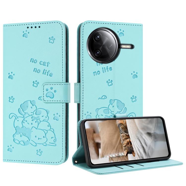 Embossed Kitten Phone Leather Case with Lanyard, For Xiaomi 17 Ultra, For Xiaomi 17 Pro Max, For Xiaomi 17 Pro, For Xiaomi 17, For Xiaomi Poco M7 4G 169mm, For Xiaomi 15T Pro 5G, For Xiaomi 15T 5G, For Xiaomi Poco F7 Pro / F7 Ultra