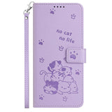 Embossed Kitten Phone Leather Case with Lanyard, For Xiaomi 15T Pro 5G, For Xiaomi 15T 5G, For Xiaomi Poco F7 Pro / F7 Ultra, For Xiaomi 15 Ultra, For Xiaomi 15 Pro, For Xiaomi 15, For Xiaomi 14T Pro 5G Global, For Xiaomi 14T Global