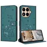 Embossed Kitten Phone Leather Case with Lanyard, For Xiaomi 15T Pro 5G, For Xiaomi 15T 5G, For Xiaomi Poco F7 Pro / F7 Ultra, For Xiaomi 15 Ultra, For Xiaomi 15 Pro, For Xiaomi 15, For Xiaomi 14T Pro 5G Global, For Xiaomi 14T Global