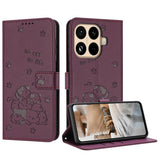 Embossed Kitten Phone Leather Case with Lanyard, For Xiaomi 15T Pro 5G, For Xiaomi 15T 5G, For Xiaomi Poco F7 Pro / F7 Ultra, For Xiaomi 15 Ultra, For Xiaomi 15 Pro, For Xiaomi 15, For Xiaomi 14T Pro 5G Global, For Xiaomi 14T Global