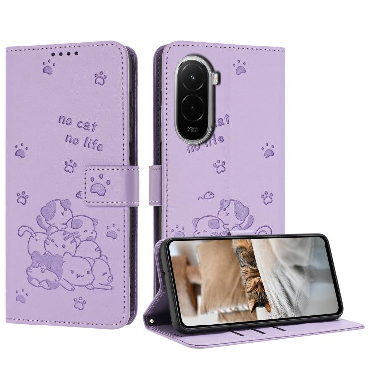 Embossed Kitten Phone Leather Case with Lanyard, For Xiaomi 17 Ultra, For Xiaomi 17 Pro Max, For Xiaomi 17 Pro, For Xiaomi 17, For Xiaomi Poco M7 4G 169mm, For Xiaomi 15T Pro 5G, For Xiaomi 15T 5G, For Xiaomi Poco F7 Pro / F7 Ultra