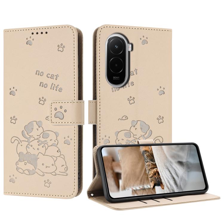 Embossed Kitten Phone Leather Case with Lanyard, For Xiaomi 17 Ultra, For Xiaomi 17 Pro Max, For Xiaomi 17 Pro, For Xiaomi 17, For Xiaomi Poco M7 4G 169mm, For Xiaomi 15T Pro 5G, For Xiaomi 15T 5G, For Xiaomi Poco F7 Pro / F7 Ultra