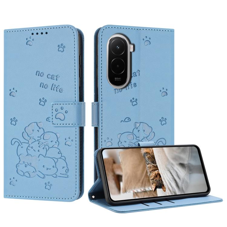 Embossed Kitten Phone Leather Case with Lanyard, For Xiaomi 17 Ultra, For Xiaomi 17 Pro Max, For Xiaomi 17 Pro, For Xiaomi 17, For Xiaomi Poco M7 4G 169mm, For Xiaomi 15T Pro 5G, For Xiaomi 15T 5G, For Xiaomi Poco F7 Pro / F7 Ultra