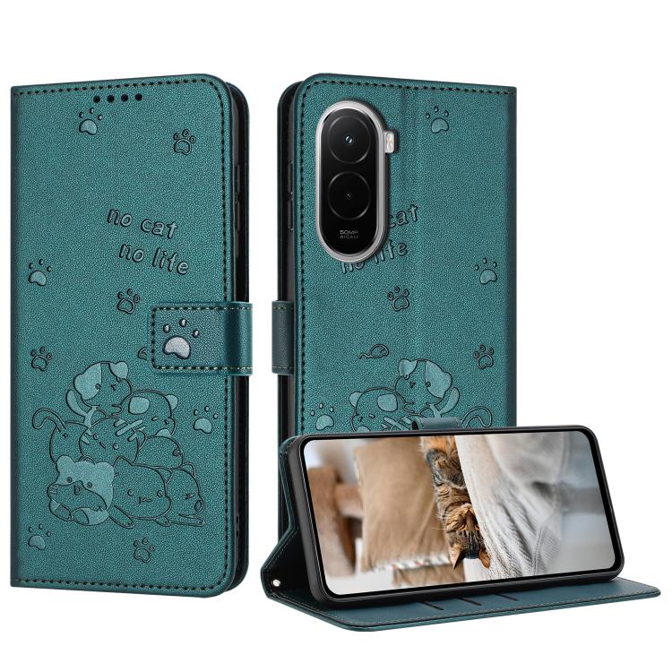 Embossed Kitten Phone Leather Case with Lanyard, For Xiaomi 17 Ultra, For Xiaomi 17 Pro Max, For Xiaomi 17 Pro, For Xiaomi 17, For Xiaomi Poco M7 4G 169mm, For Xiaomi 15T Pro 5G, For Xiaomi 15T 5G, For Xiaomi Poco F7 Pro / F7 Ultra