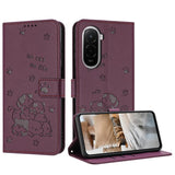 Embossed Kitten Phone Leather Case with Lanyard, For Xiaomi 17 Ultra, For Xiaomi 17 Pro Max, For Xiaomi 17 Pro, For Xiaomi 17, For Xiaomi Poco M7 4G 169mm, For Xiaomi 15T Pro 5G, For Xiaomi 15T 5G, For Xiaomi Poco F7 Pro / F7 Ultra