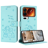 Embossed Kitten Phone Leather Case with Lanyard, For Xiaomi 17 Ultra, For Xiaomi 17 Pro Max, For Xiaomi 17 Pro, For Xiaomi 17, For Xiaomi Poco M7 4G 169mm, For Xiaomi 15T Pro 5G, For Xiaomi 15T 5G, For Xiaomi Poco F7 Pro / F7 Ultra