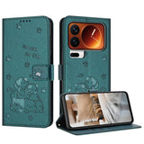 Embossed Kitten Phone Leather Case with Lanyard, For Xiaomi 17 Ultra, For Xiaomi 17 Pro Max, For Xiaomi 17 Pro, For Xiaomi 17, For Xiaomi Poco M7 4G 169mm, For Xiaomi 15T Pro 5G, For Xiaomi 15T 5G, For Xiaomi Poco F7 Pro / F7 Ultra