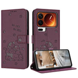 Embossed Kitten Phone Leather Case with Lanyard, For Xiaomi 17 Ultra, For Xiaomi 17 Pro Max, For Xiaomi 17 Pro, For Xiaomi 17, For Xiaomi Poco M7 4G 169mm, For Xiaomi 15T Pro 5G, For Xiaomi 15T 5G, For Xiaomi Poco F7 Pro / F7 Ultra