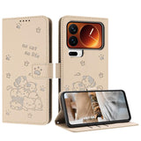 Embossed Kitten Phone Leather Case with Lanyard, For Xiaomi 17 Ultra, For Xiaomi 17 Pro Max, For Xiaomi 17 Pro, For Xiaomi 17, For Xiaomi Poco M7 4G 169mm, For Xiaomi 15T Pro 5G, For Xiaomi 15T 5G, For Xiaomi Poco F7 Pro / F7 Ultra