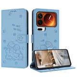 Embossed Kitten Phone Leather Case with Lanyard, For Xiaomi 17 Ultra, For Xiaomi 17 Pro Max, For Xiaomi 17 Pro, For Xiaomi 17, For Xiaomi Poco M7 4G 169mm, For Xiaomi 15T Pro 5G, For Xiaomi 15T 5G, For Xiaomi Poco F7 Pro / F7 Ultra