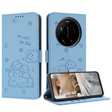 Embossed Kitten Phone Leather Case with Lanyard, For Xiaomi 17 Ultra, For Xiaomi 17 Pro Max, For Xiaomi 17 Pro, For Xiaomi 17, For Xiaomi Poco M7 4G 169mm, For Xiaomi 15T Pro 5G, For Xiaomi 15T 5G, For Xiaomi Poco F7 Pro / F7 Ultra